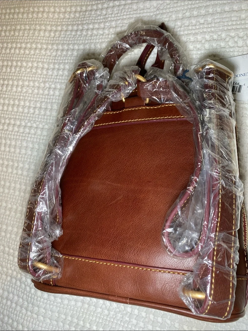 NWT Dooney & Bourke Chestnut Brown Leather small Zip Pod Backpack 🐻 - Picture 10 of 14